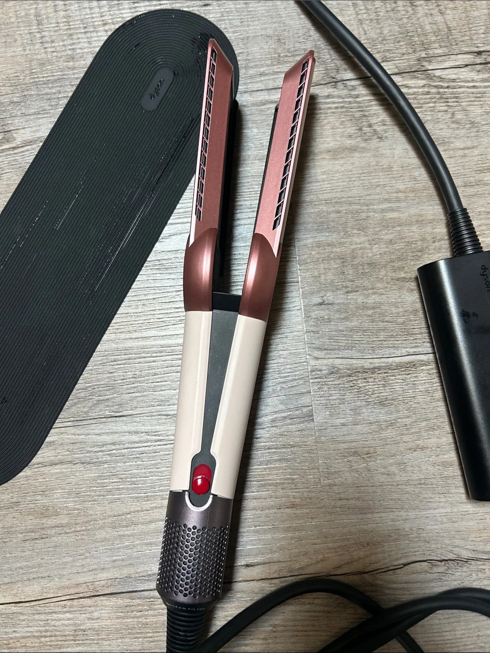 Dyson Pink & White AirStraight Hair Styling Tool with Black Mat